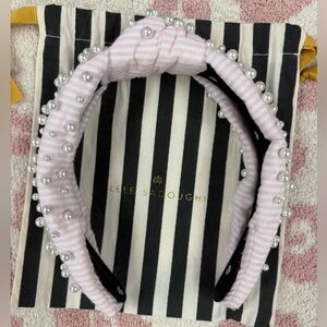 Lele Sadoughi Pink and White Pearl Embellished Headband